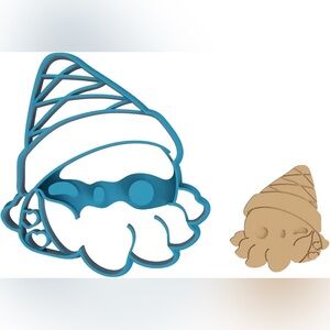 Cute Cartoon Octopus with Cone on Head Cookie Cutter - Ice Cream Ocean Life